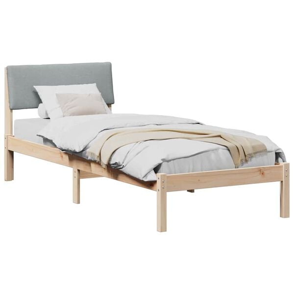 vidaXL Bed frame Brown and light grey 80 x 200 cm Solid pine wood