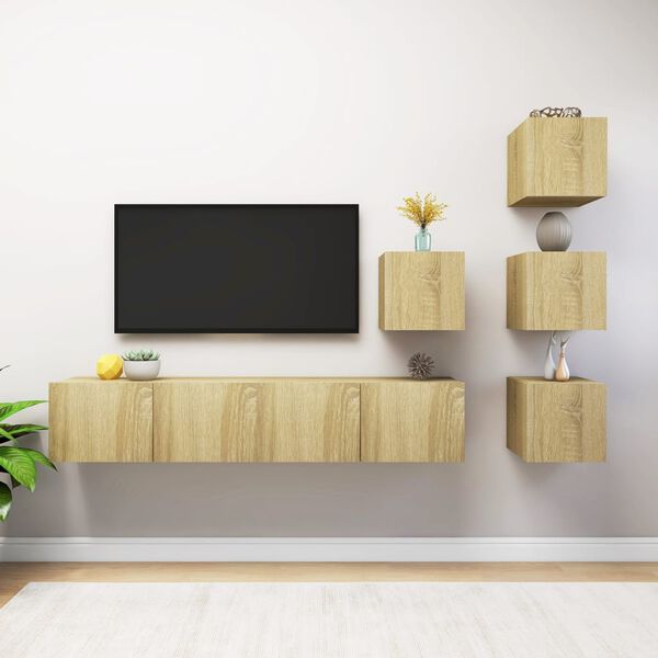 vidaXL 6 Piece TV Cabinet Set Sonoma Oak Engineered Wood