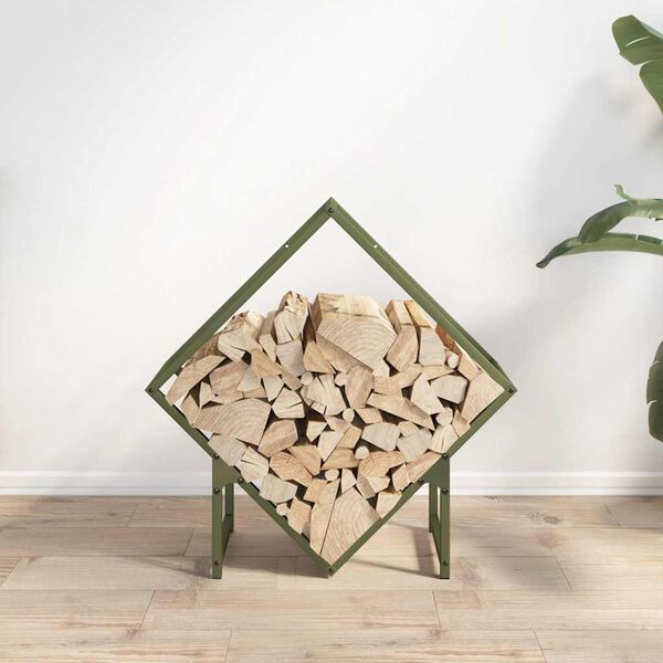 vidaXL Firewood Rack Olive Green 60x25x60 cm Cold-rolled steel