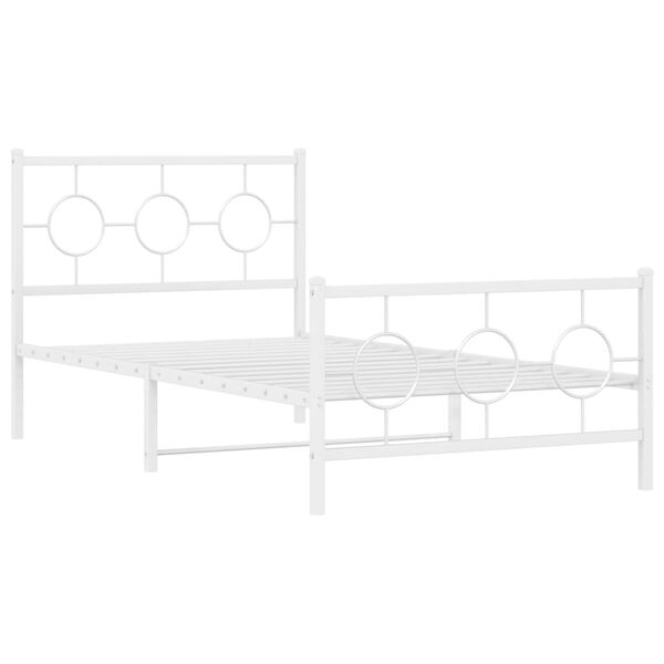 vidaXL Metal Bed Frame without Mattress with Footboard White 100x200cm