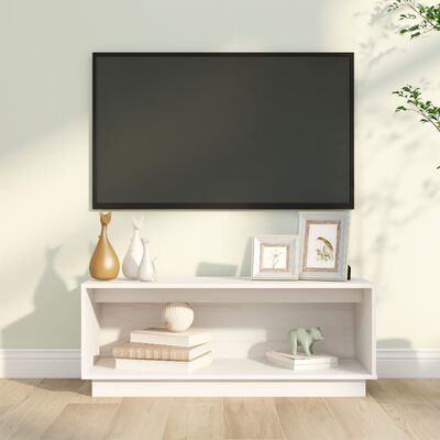 vidaXL TV Cabinet White 90x35x35 cm Solid Wood Pine