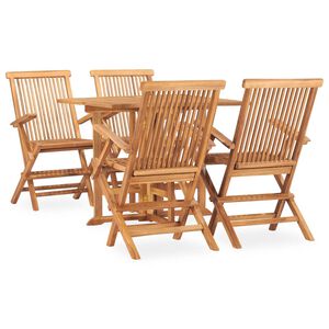 vidaXL Outdoor Dining Set | Teak | Solid Teak Wood | 5-Piece | Foldable