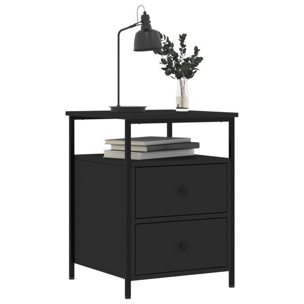 vidaXL Bedside Cabinet Black 44x45x60 cm Engineered Wood