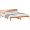 vidaXL Bed Frame with Headboard Wax Brown 200 x 220 cm Solid Pine Wood