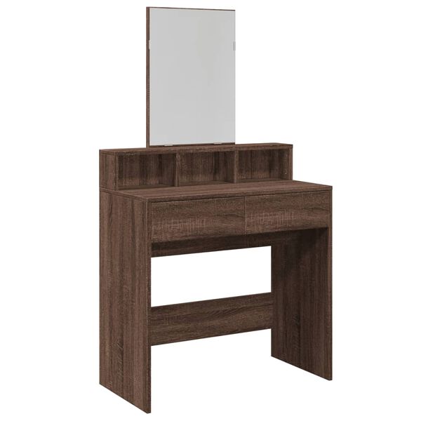 vidaXL Dressing Table with Mirror Brown Oak 80x41x144.5 cm