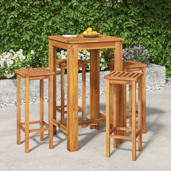 vidaXL 5 Piece Garden Bar Set Solid Wood Acacia