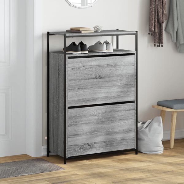 vidaXL Shoe Cabinet Grey Sonoma 75x34x112 Engineered Wood