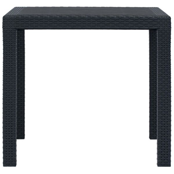 vidaXL Garden Table Anthracite 79x79x72 cm Plastic Rattan Look