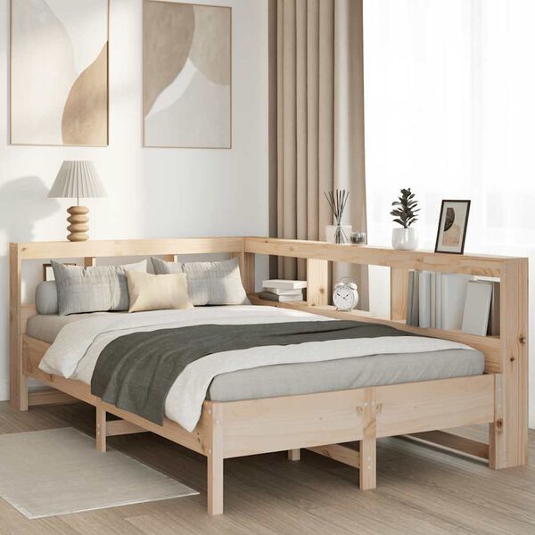 vidaXL Bookcase Bed without Mattress 160x200 cm Solid Wood Pine