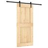 vidaXL Sliding Door Natural and Black 90 x 210 cm Solid Pine Wood