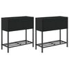 vidaXL Garden Planters with Shelf 2 pcs Black 70x28x70 cm Poly Rattan