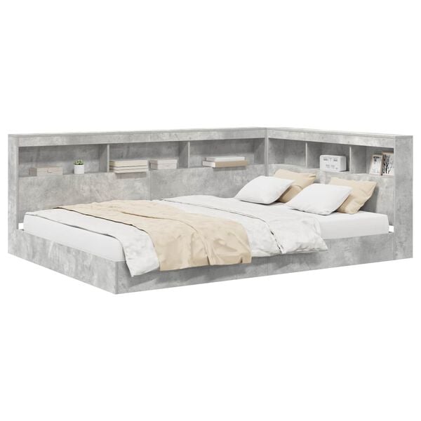 vidaXL Bookcase Bed Concrete grey 160 x 200 cm Engineered wood