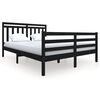vidaXL Bed Frame without Mattress Black King Size Solid Wood