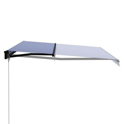 vidaXL Manual Retractable Awning 450x300 cm Blue and White