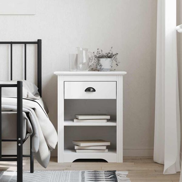 vidaXL Bedside Cabinet BODO White 53x38.5x66 cm Solid Wood Pine