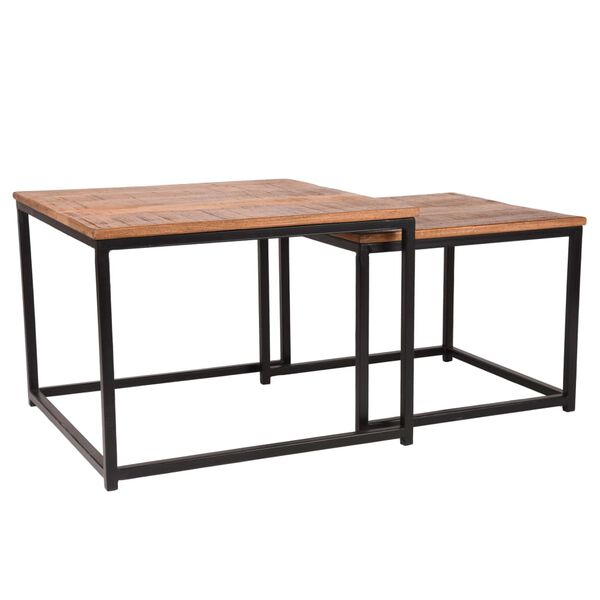 LABEL51 2 Piece Coffee Table Set Couple Wood/Black