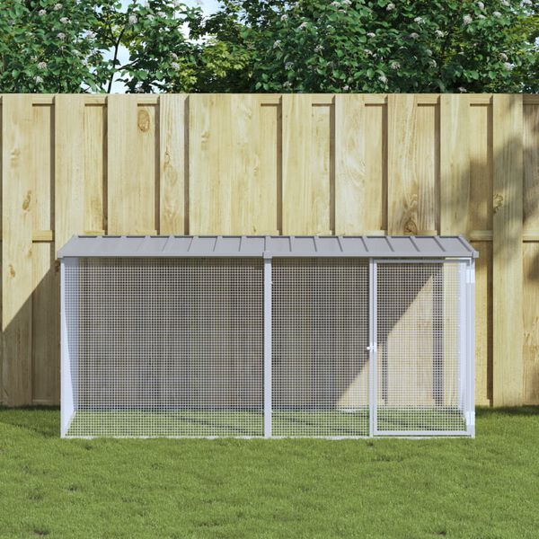 vidaXL Chicken Cage with Roof Light Grey 203x98x90 cm Galvanised Steel