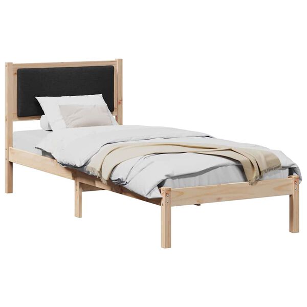 vidaXL Bed Frame with Headboard Black 80 x 200 cm Solid Pine Wood