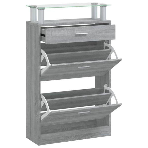 vidaXL Shoe Cabinet Grey Sonoma 63x24x104 cm Engineered Wood