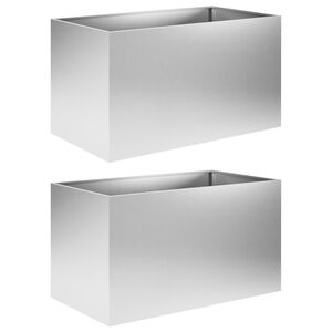 vidaXL Garden Planter 2 pcs Silver 80 x 50 x 50 cm Galvanised Steel