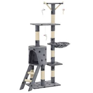 vidaXL Cat Tree | Grey with paw prints