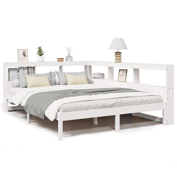 vidaXL Bookcase Bed without Mattress White 135x190 cm Solid Wood Pine