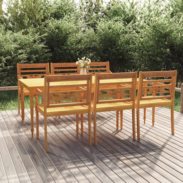 vidaXL 7 Piece Garden Dining Set Solid Wood Teak