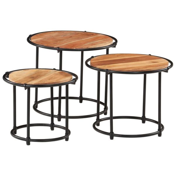 vidaXL Nesting Tables 3 pcs Solid Wood Acacia