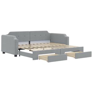 vidaXL Daybed with Trundle&Drawers without Mattress Light Grey 90x190 cm Single
