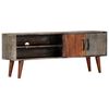 vidaXL TV Cabinet Grey 130x30x46 cm Solid Rough Mango Wood