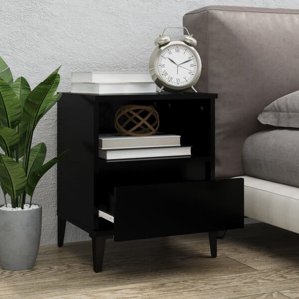 vidaXL Bedside Cabinets 2 pcs Black 40x35x50 cm