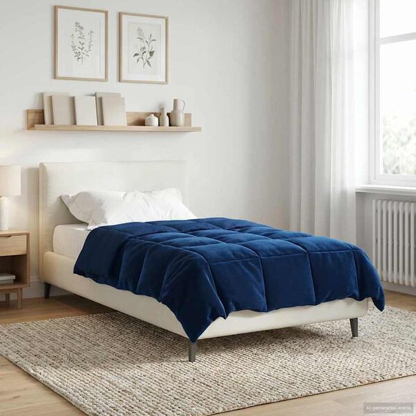 vidaXL Summer Duvet Quilted Dark Blue 135 x 220 cm Microfiber