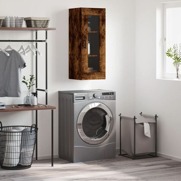 vidaXL Wall Mounted Cabinet Smoked Oak 34.5x34x90 cm