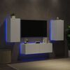 vidaXL 3 Piece TV Wall Cabinets with LED Lights White