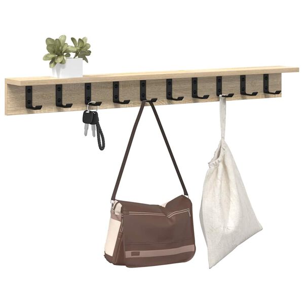 vidaXL Wall-Mounted Coat Rack Sonoma Oak 100 x 10.5 x 10.5 cm