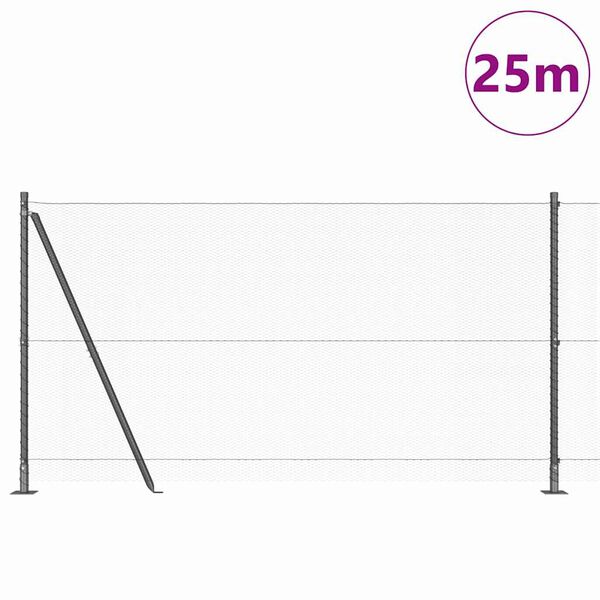 vidaXL Fence with Posts Grey 1.2 x 25 m PVC-coated steel