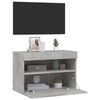 vidaXL TV Wall Cabinet with LED Lights Concrete Grey 60x30x40 cm