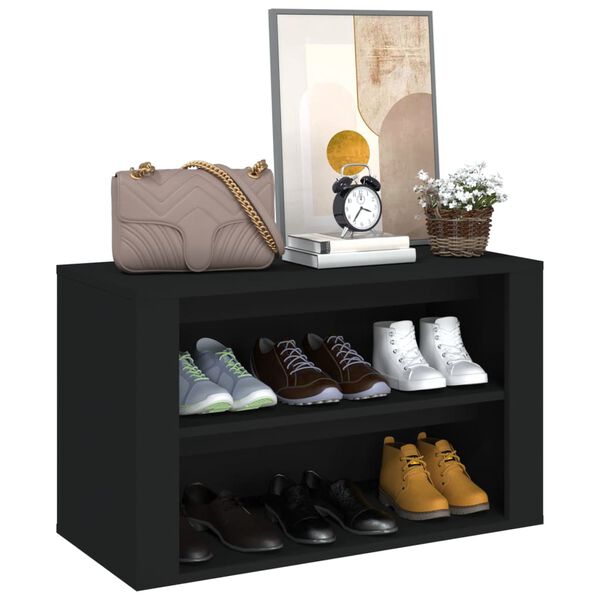 vidaXL Shoe Rack Black 75x35x45 cm Engineered Wood