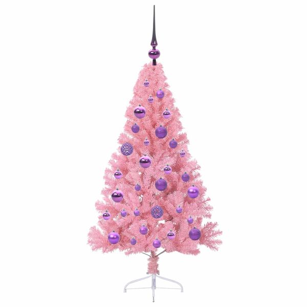 vidaXL Artificial Pre-lit Christmas Tree with 150 LEDs Pink 120 cm PVC