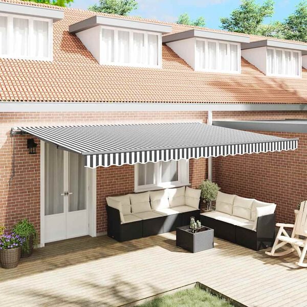 vidaXL Automatic Retractable Awning Anthracite and White 500x300 cm