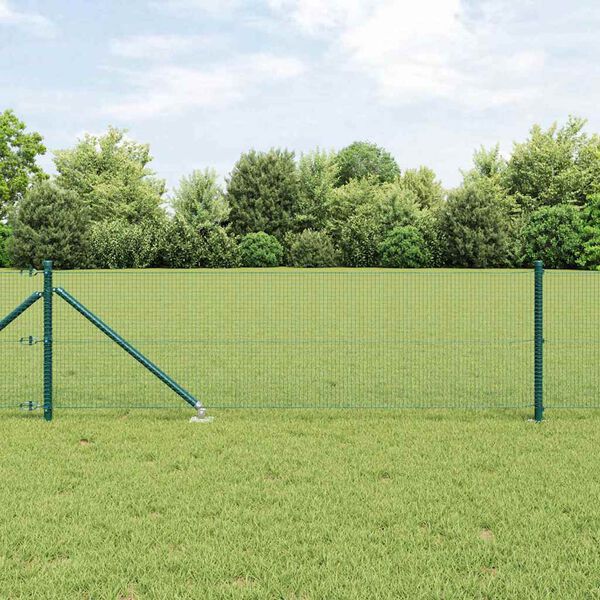 vidaXL Fence Post Green 50 x 0.4 m (16 x 16 mm mesh) Steel and PVC