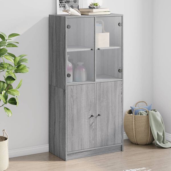 vidaXL Highboard with Doors Grey Sonoma 68x37x142 cm Engineered Wood