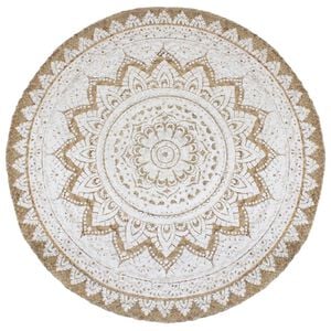vidaXL Area Rug Braided Jute Printed 180 cm Round