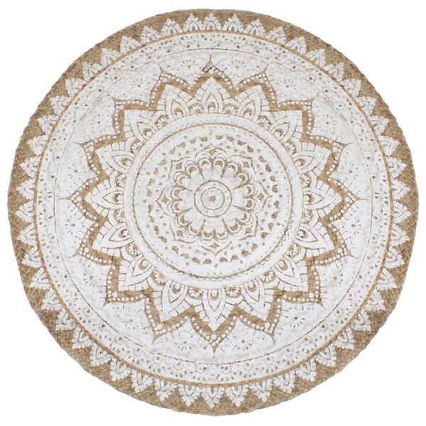vidaXL Area Rug Braided Jute Printed 180 cm Round
