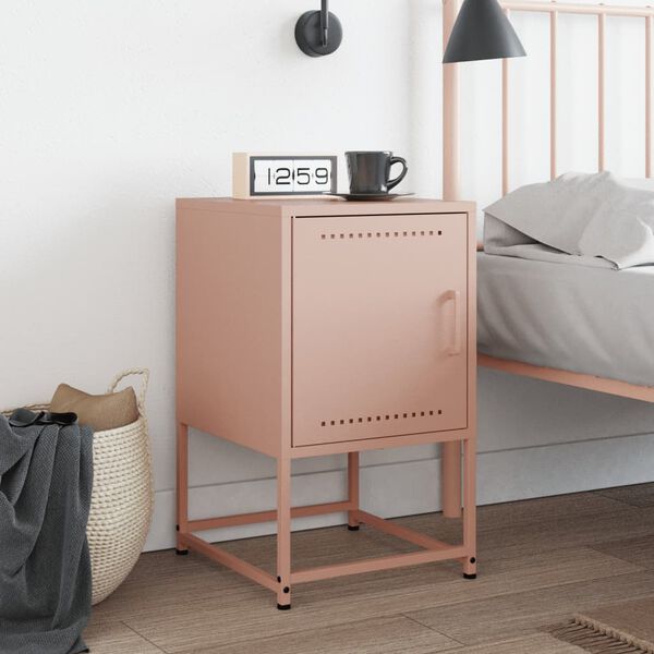 vidaXL Bedside Cabinet Pink 36x39x60.5 cm Steel