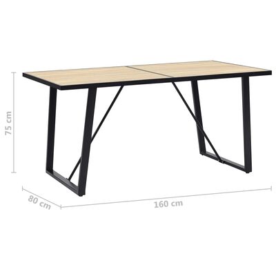 vidaXL Dining Table Oak 160x80x75 cm MDF