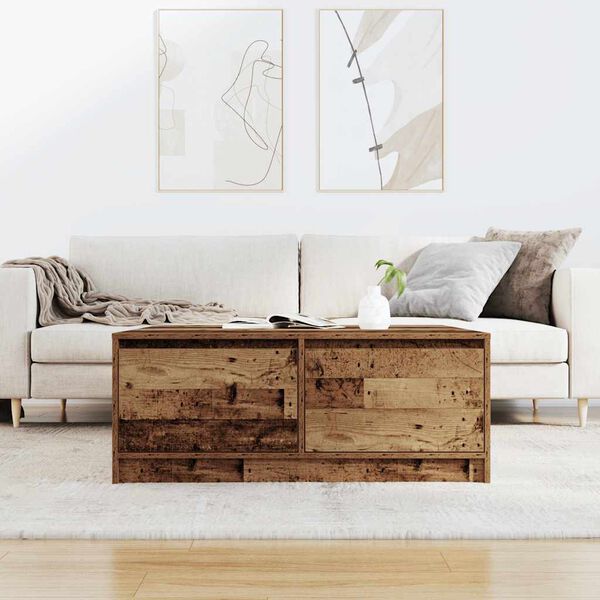 vidaXL Coffee Table with Drawers Old Wood 100x100x40 cm