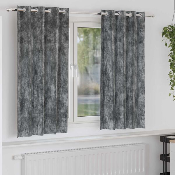 vidaXL Velvet Curtains with Curtains 2 pcs Grey 175 x 140 cm Velvet