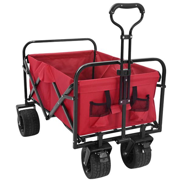 vidaXL Folding Hand Trolley Red 89 x 63 x 96 cm Steel and Oxford Cloth