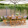 vidaXL Folding Garden Chairs 8 pcs Blue and White Fabric and Solid Wood